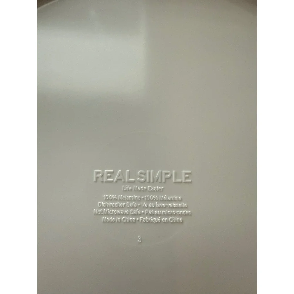 Real Simple Melamine Dinner‎ Plates Ivory Beaded Rim Textured Set 10 1/2